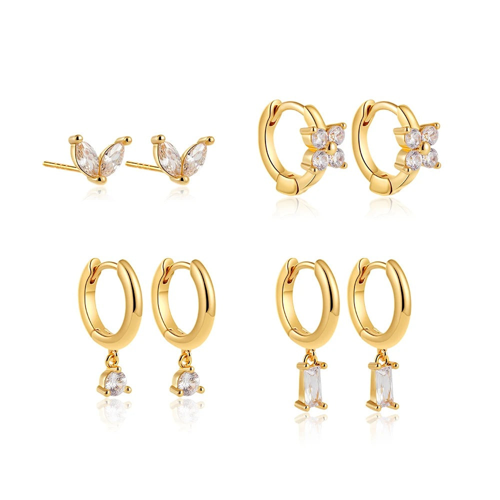 Elegante Bloem Vierkante Oorbellen Set voor Vrouwen - Vero