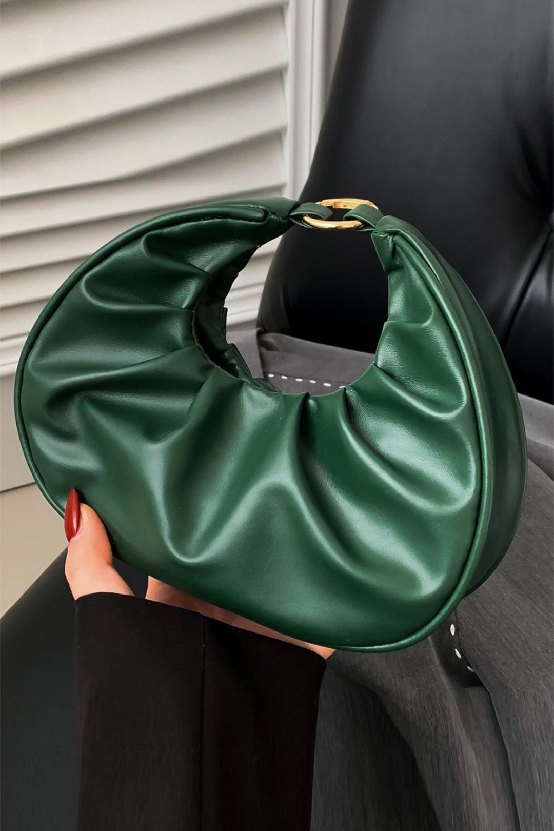 Chic Gerimpelde Faux Leren Handtas