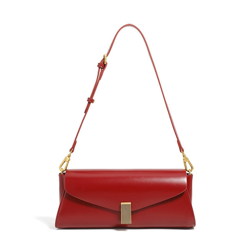 Dames schoudertas van synthetisch leer met elegante metalen gesp - Amandine