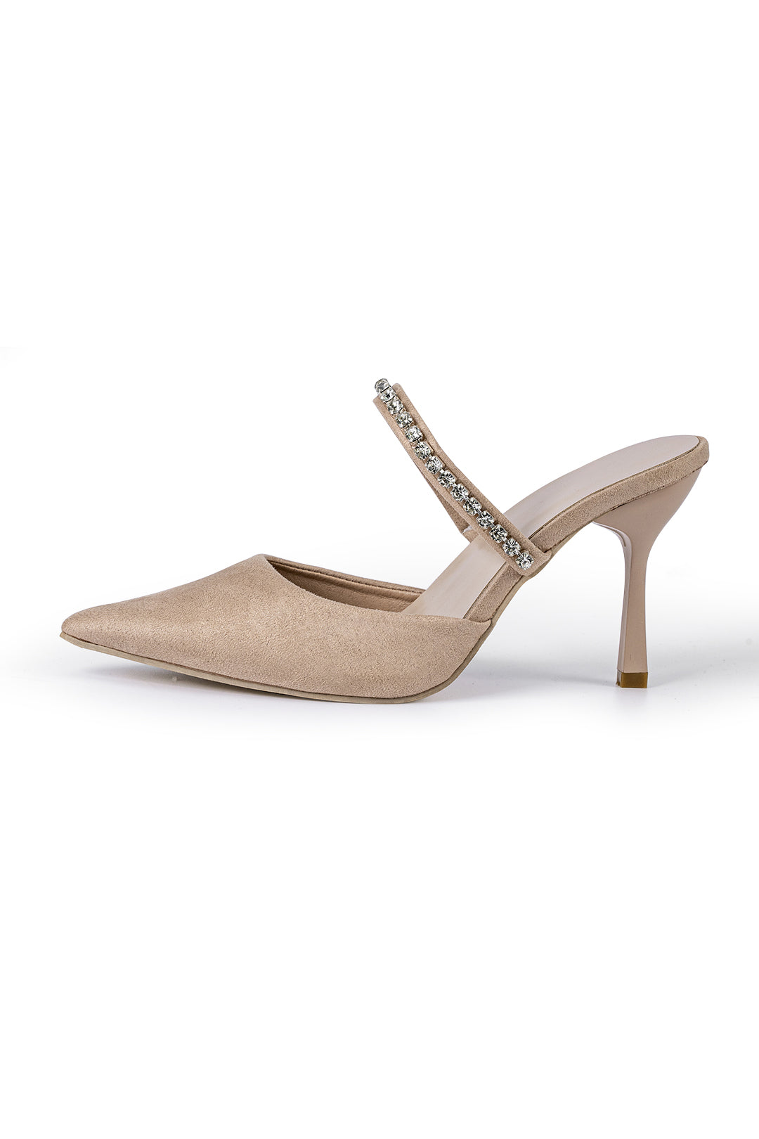 Laarzen met hoge hakken, pointy neus en sprankelende strassversiering