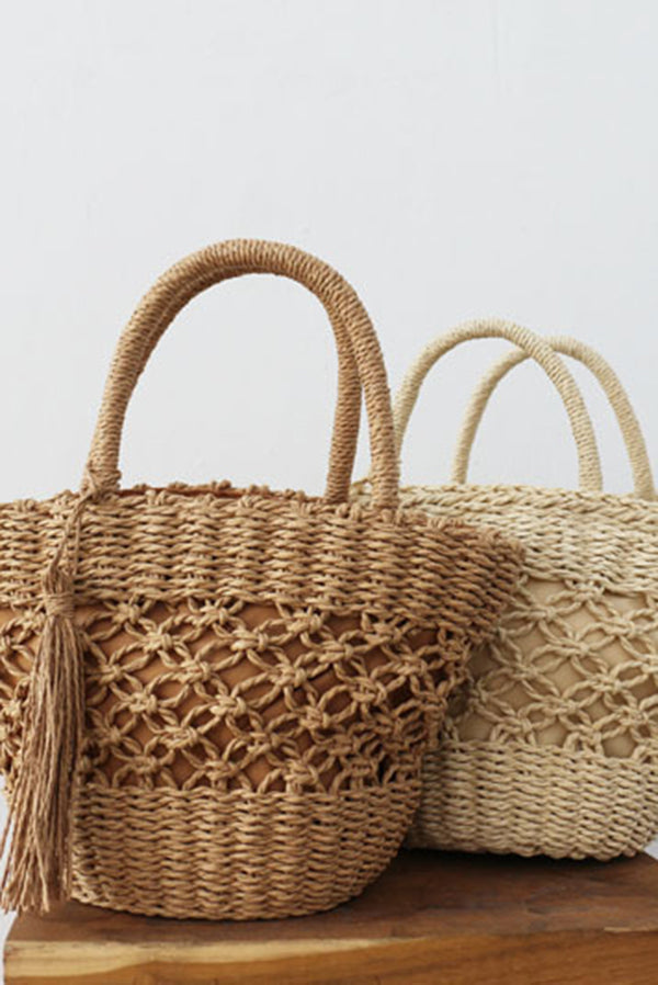 Ins Style Retro Holle Rietje Tas - Vintage Charme voor Chique Zomerse Looks