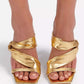 Metaal high heel sandalen met ruches en vierkante aspedster