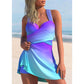 Tankini Set voor Vrouwen – Stevige Pasvorm – Gebogen Top – Vloeiende Rok – Elastisch en Zacht Materiaal
