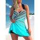 Tankini Set voor Vrouwen – Stevige Pasvorm – Gebogen Top – Vloeiende Rok – Elastisch en Zacht Materiaal