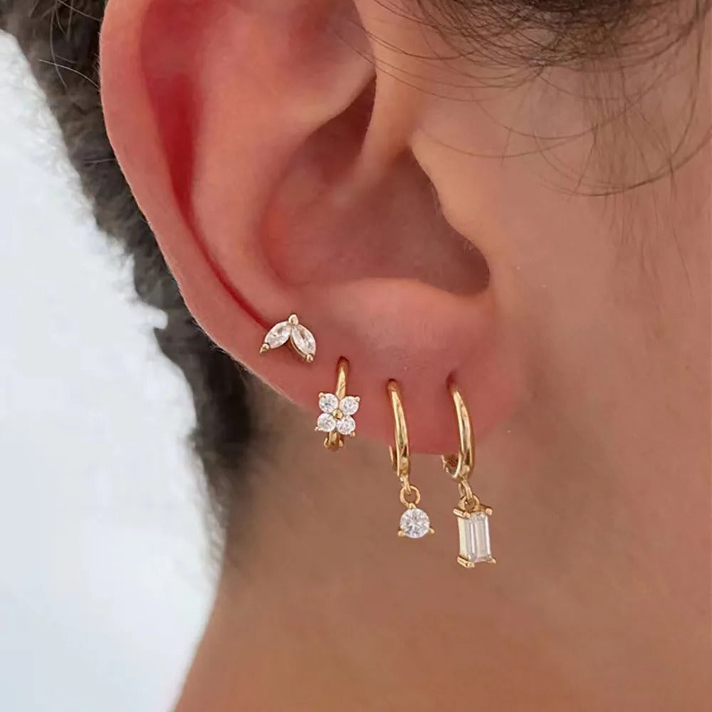 Elegante Bloem Vierkante Oorbellen Set voor Vrouwen - Vero