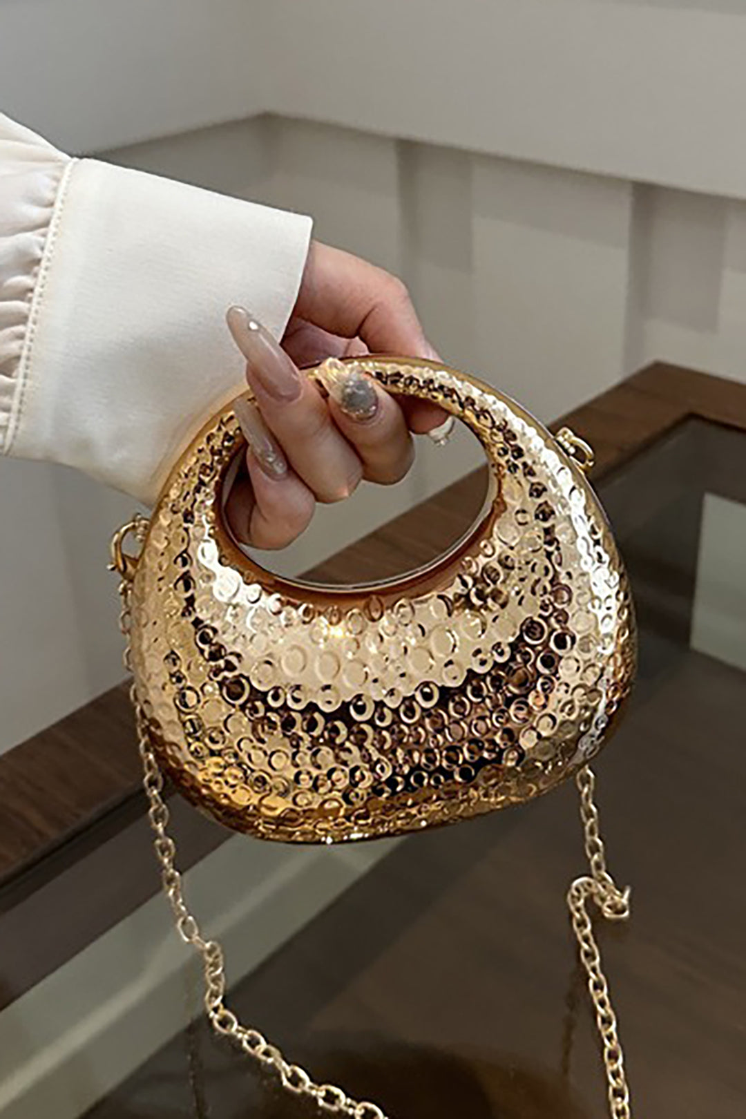 Chic metalen ketting schoudertas voor moeiteloze stijl