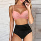 Vrouwen Bikini-Set met Twist-Front Top en Verstelbare Straps – Ruché Slip met Hoge Taille voor een Stralende Look