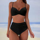 Vrouwen Bikini-Set met Twist-Front Top en Verstelbare Straps – Ruché Slip met Hoge Taille voor een Stralende Look