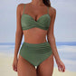 Vrouwen Bikini-Set met Twist-Front Top en Verstelbare Straps – Ruché Slip met Hoge Taille voor een Stralende Look