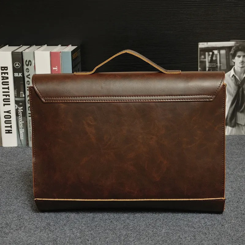 Aktetas heren van synthetisch leer met gespen in vintage stijl - Adrien