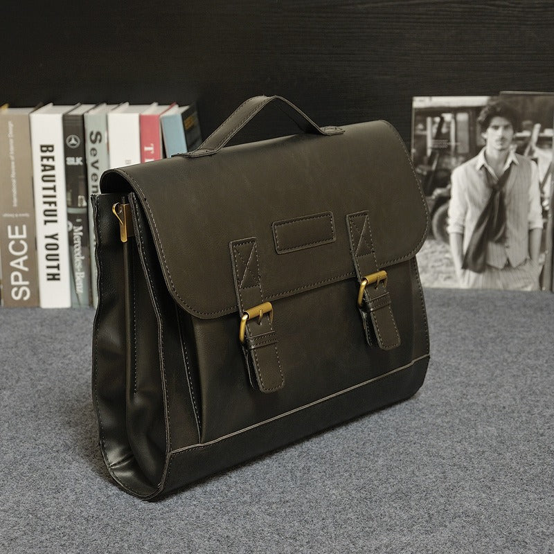 Aktetas heren van synthetisch leer met gespen in vintage stijl - Adrien