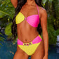 Dames bikini-set – Strapless bustier top – Hoge snit – Gerimpeld met kristal details