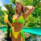 Dames bikini-set – Strapless bustier top – Hoge snit – Gerimpeld met kristal details