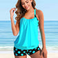Tankini voor vrouwen – chique halterstijl – losse pasvorm – stippenpatroon – ademend en lichtgewicht materiaal