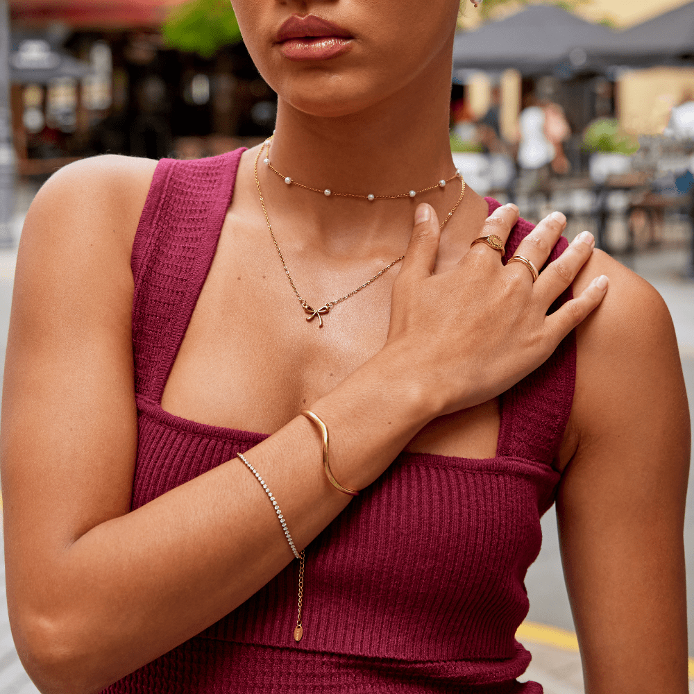 Elegante Gouden Golvende Armband