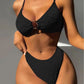 Micro gebreide textuurbikini ensemble met push-up voor dames high-end