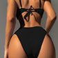 Micro gebreide textuurbikini ensemble met push-up voor dames high-end